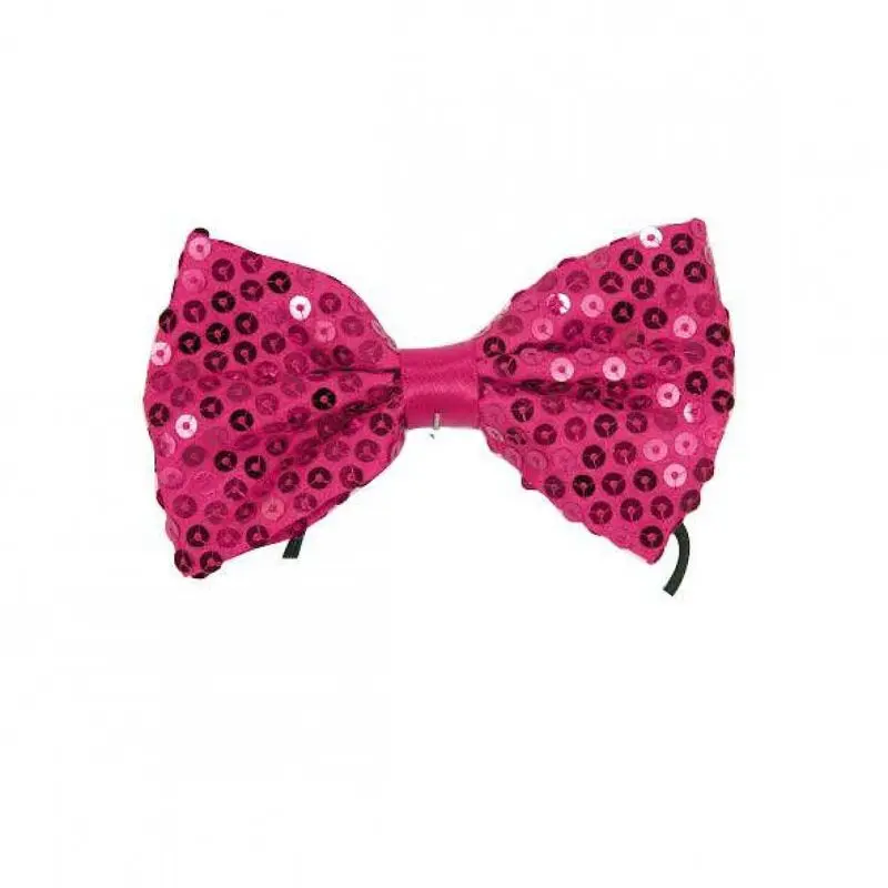 Nœud papillon fuchsia à sequins