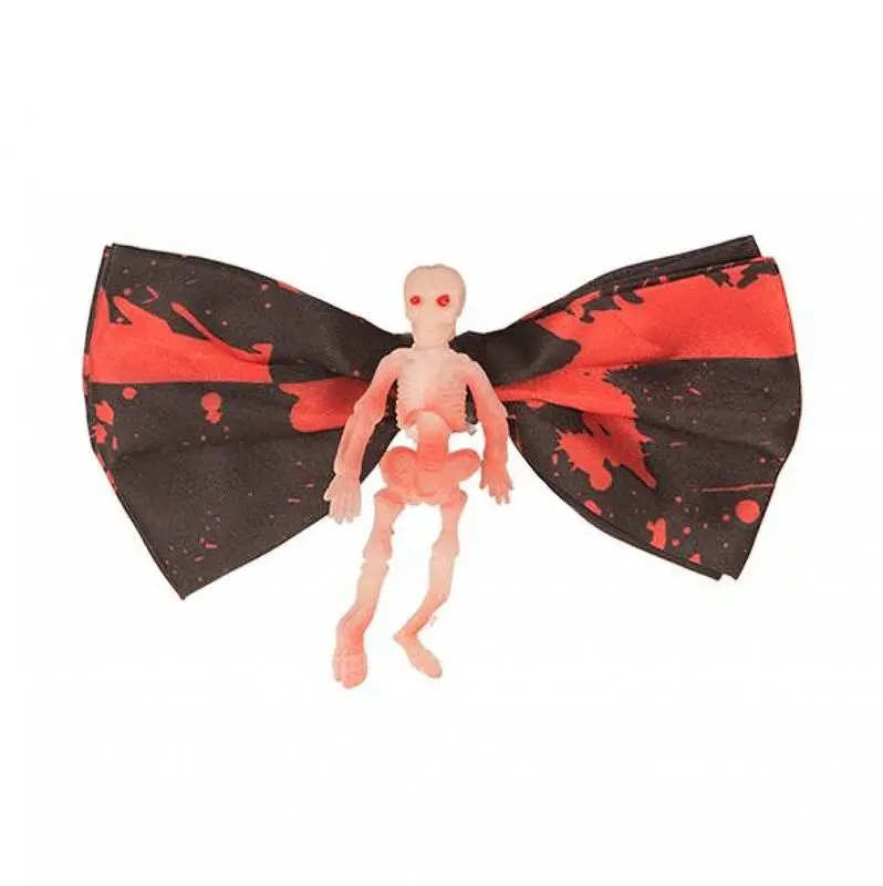 Nœud papillon noir à éclaboussures rouges et squelette