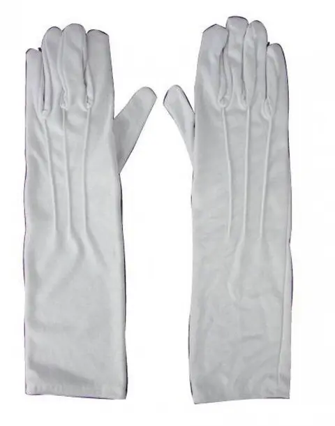 Paire de gants blancs à nervures jusqu'à l'avant-bras