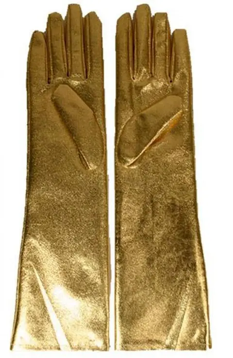 Paire de gants longs dorés brillants