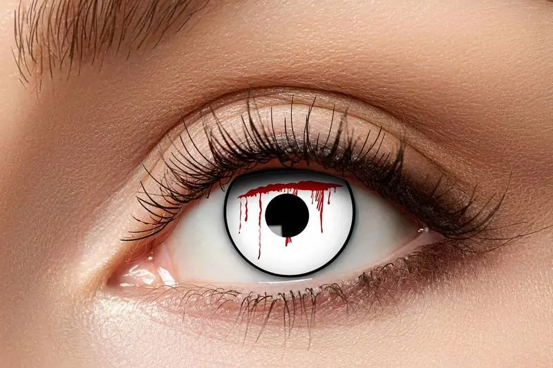 Paire de lentilles blanches à coulures rouges 3 mois