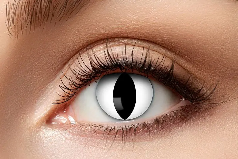 Paire de lentilles blanches à motif œil de chat 3 mois
