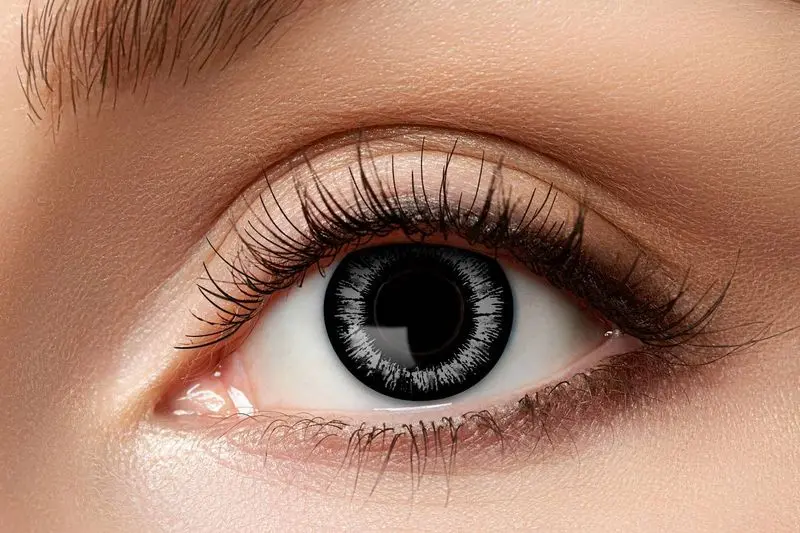 Paire de lentilles noires à iris gris strié 3 mois