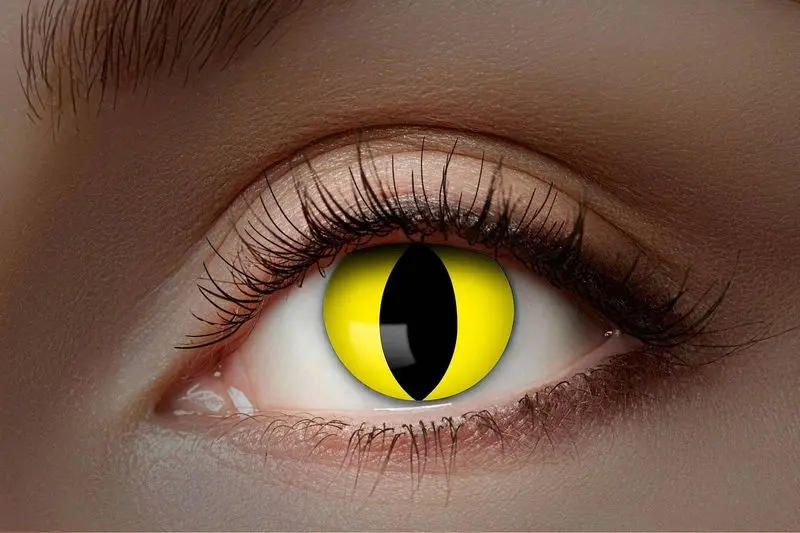 Paire de lentilles œil de chat jaunes 1 mois