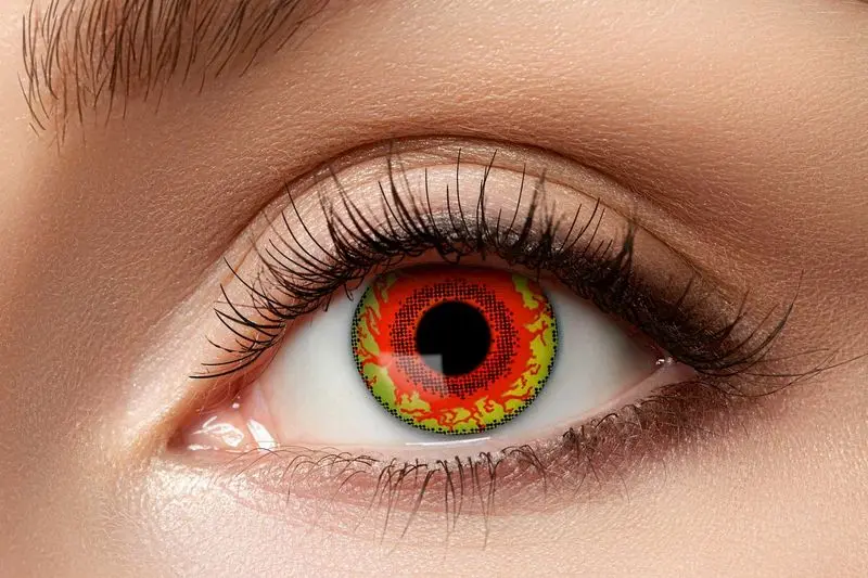 Paire de lentilles rouges à bord jaune et vert 3 mois
