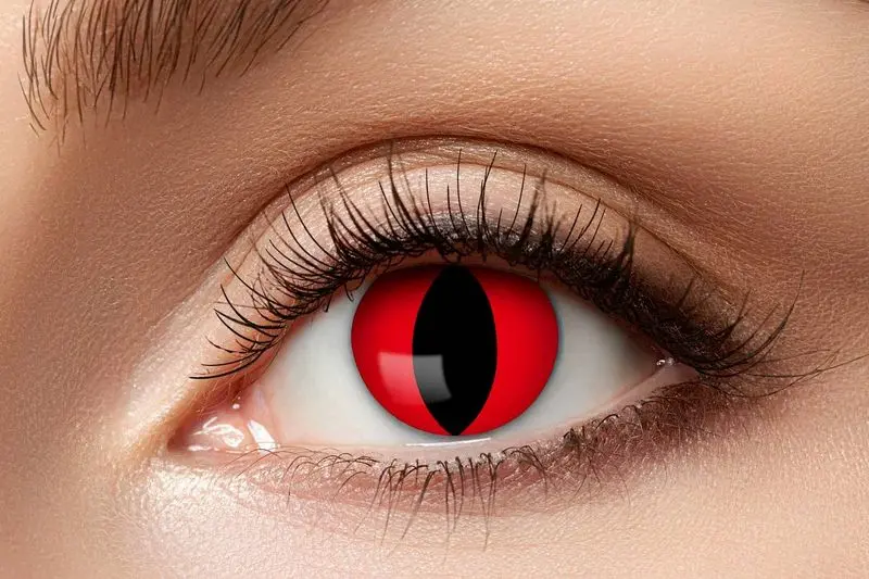Paire de lentilles rouges à œil de chat 3 mois
