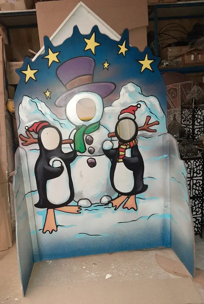Passe tête en bois 2D Pingouins
