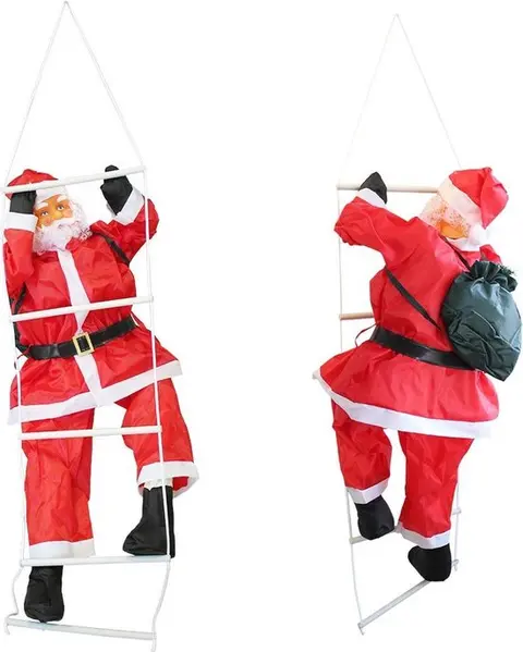 Père Noël grimpant avec échelle