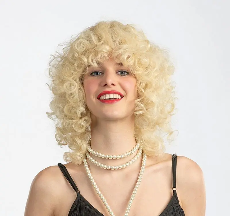 Perruque bouclée blonde