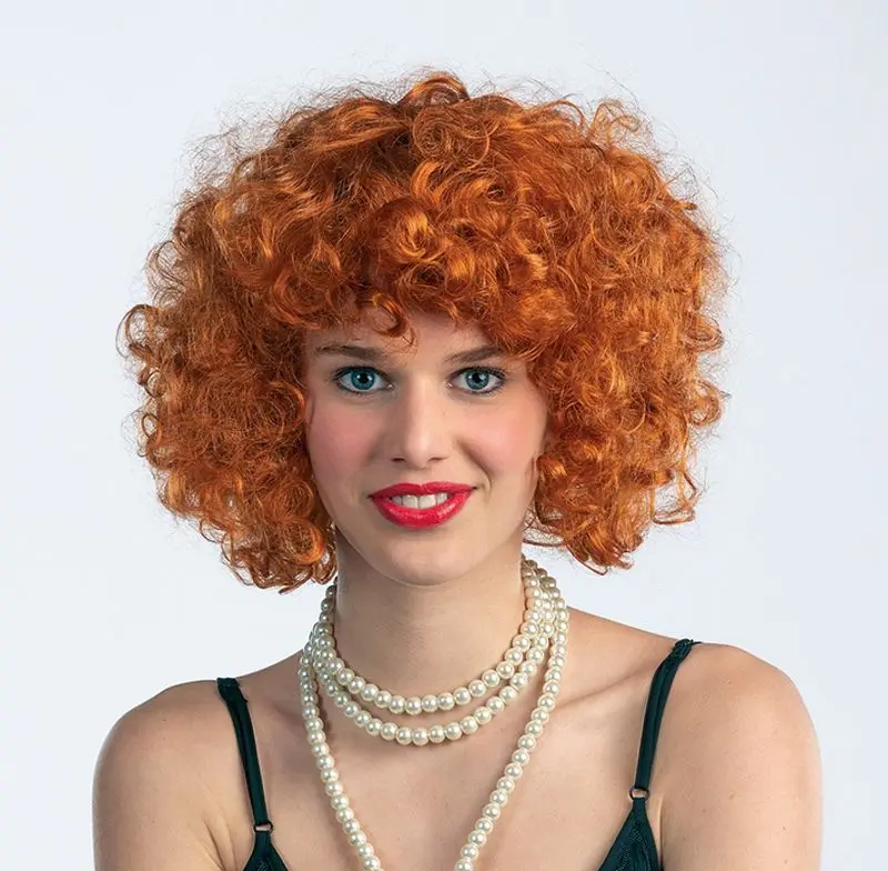 Perruque bouclée rousse