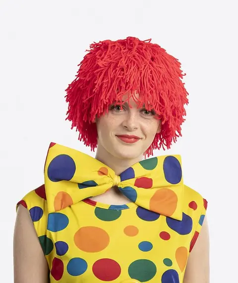 Perruque clown en laine rouge