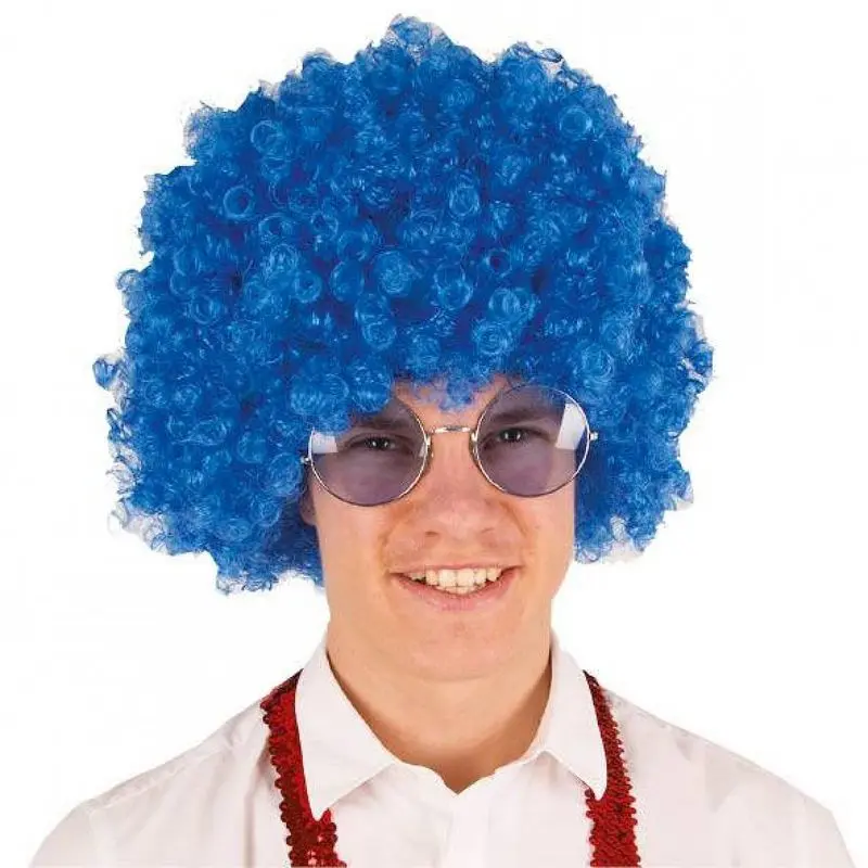 Perruque coupe afro bleue