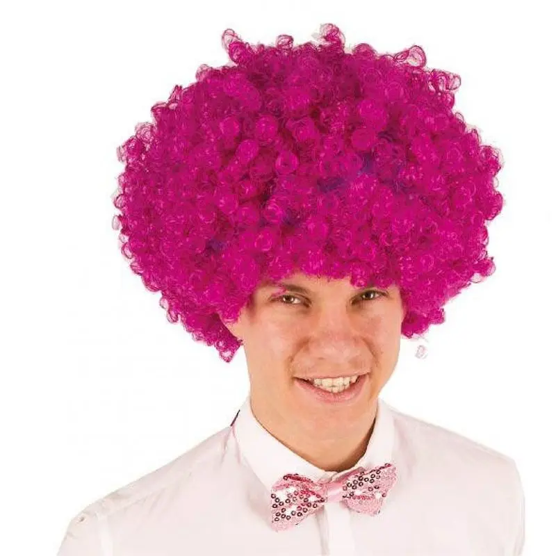 Perruque coupe afro fuchsia