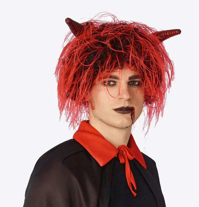 Perruque courte cornes de diable