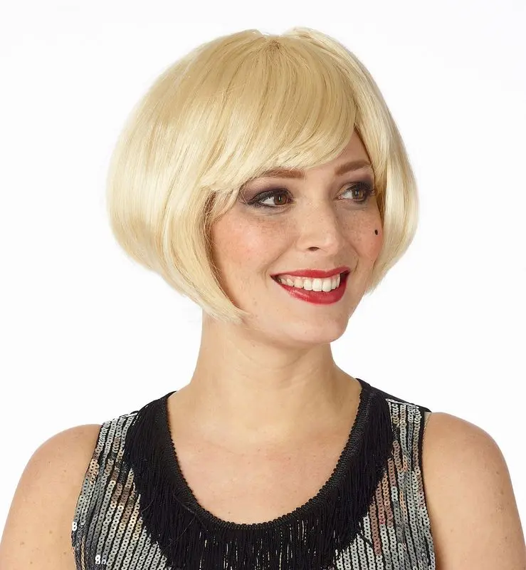 Perruque courte frange blonde