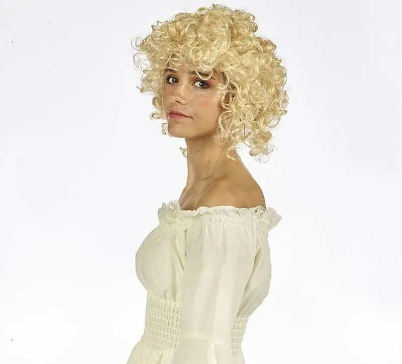 Perruque courte petites boucles blonde