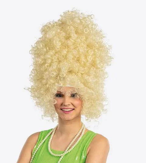 Perruque haute frisée blonde