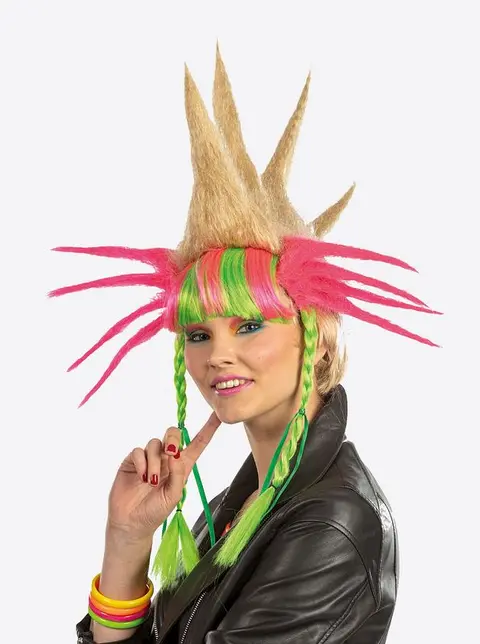 Perruque haute Punk tricolore