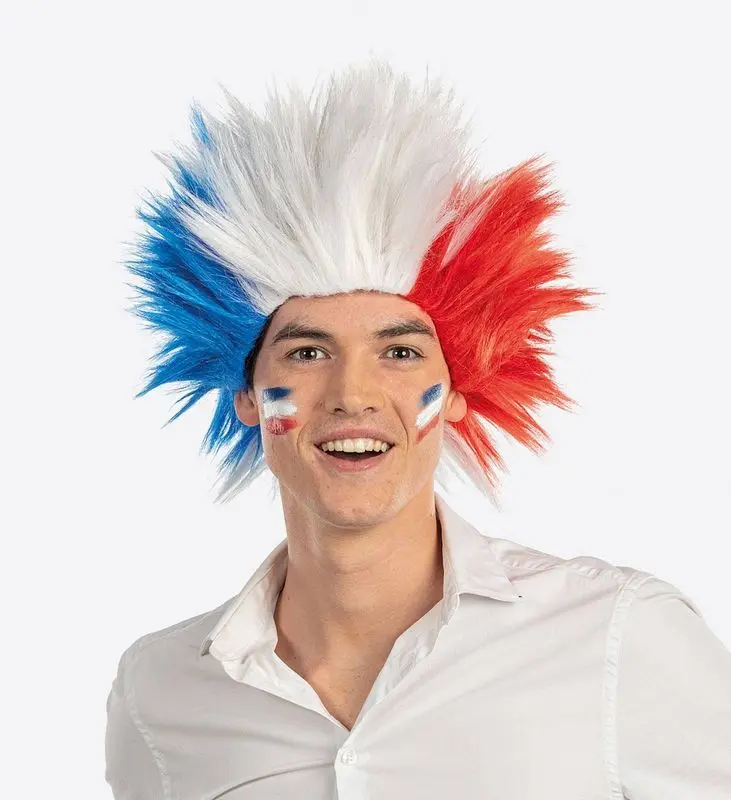 Perruque hérissée tricolore