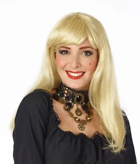 Perruque longue avec frange Erica blonde