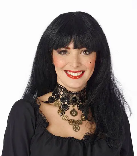 Perruque longue avec frange Erica noire