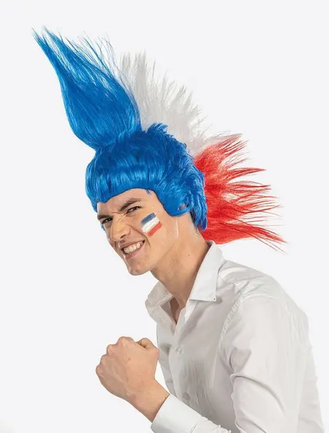 Perruque mohawk tricolore