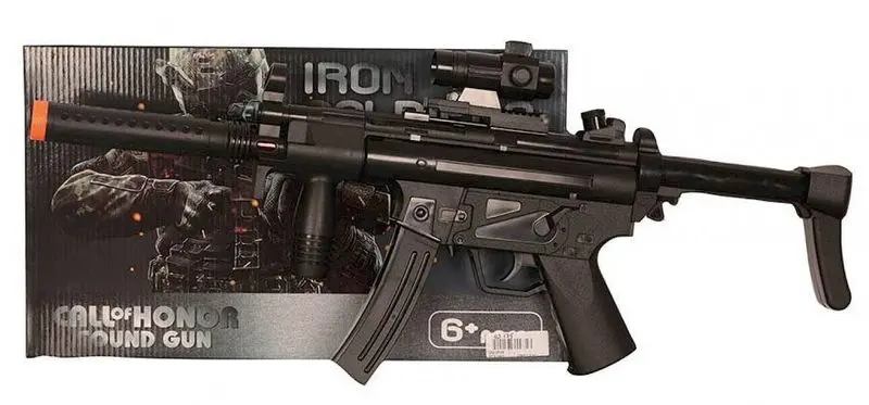 Pistolet mitrailleur noir à lunette de visée