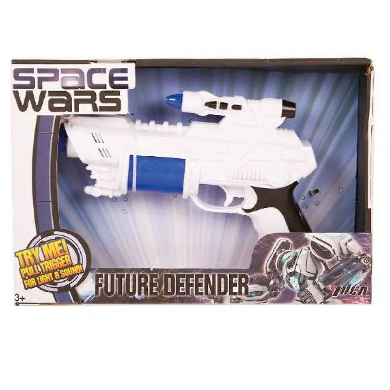 Pistolet spatial blanc à cylindre bleu