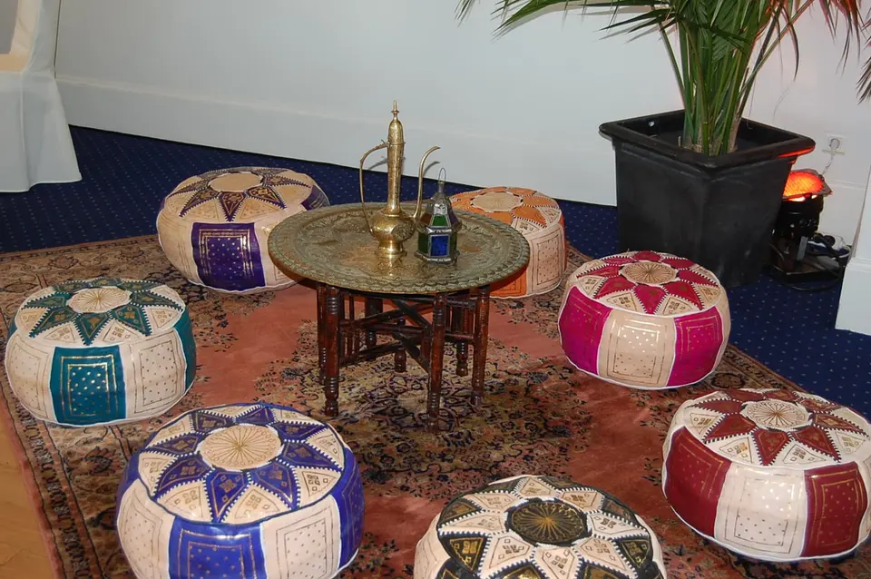 Pouf en cuir