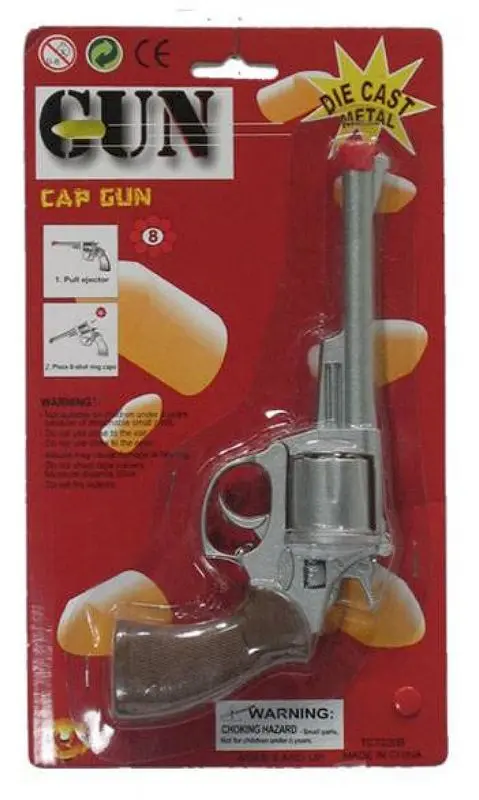 Revolver argenté à long canon pour enfant