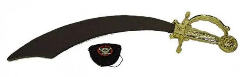 Sabre de pirate noir et doré avec bandeau