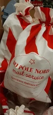 Sac cadeaux Noël rouge et blanc taille 1