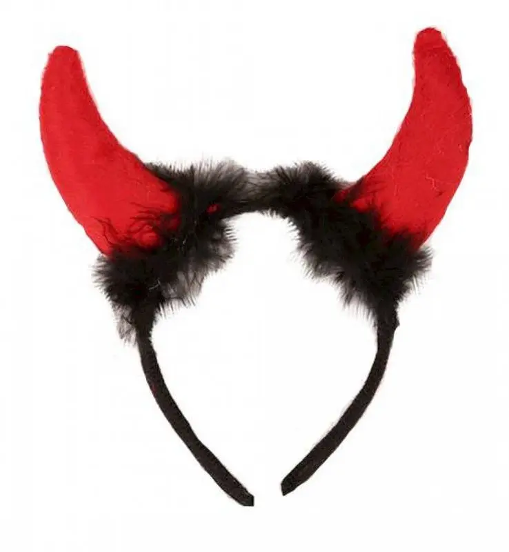 Serre-tête à cornes de diable rouges et plumes noires