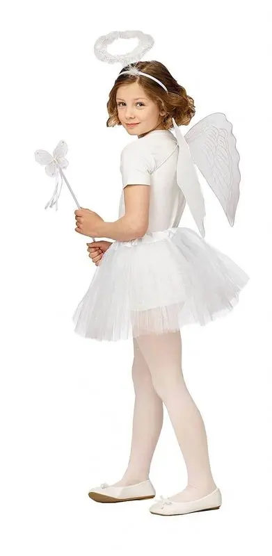 Set d'ange blanc à ailes et auréole en plumes