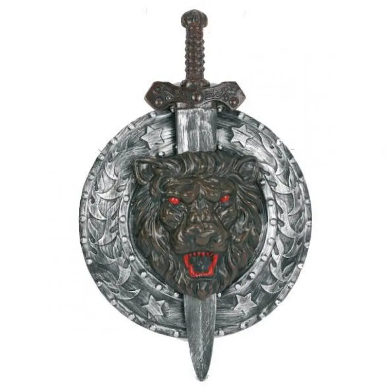 Set de bouclier à tête de lion et épée 50 cm