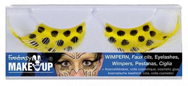 Set de faux cils jaunes à pois noirs avec colle