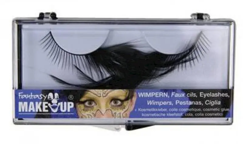 Set de faux cils noirs à plumes avec colle
