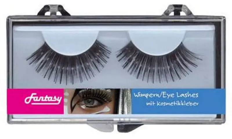 Set de faux cils noirs à points brillants avec colle