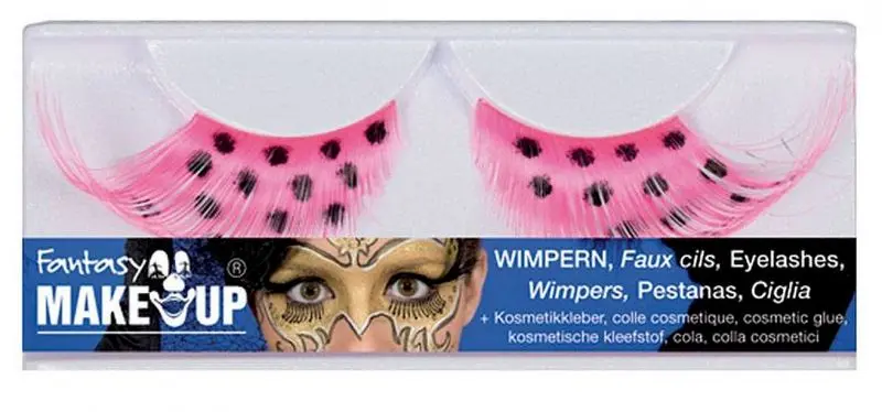 Set de faux cils roses à pois noirs avec colle