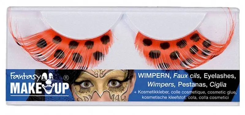 Set de faux cils rouges à pois noirs avec colle
