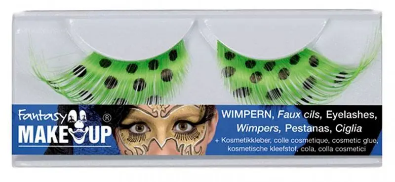 Set de faux cils verts à pois noirs avec colle