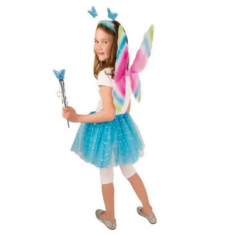 Set de fée papillon bleu à ailes multicolores