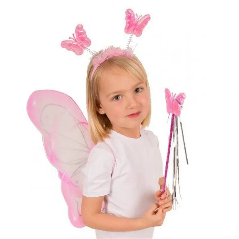 Set de fée papillon rose à baguette
