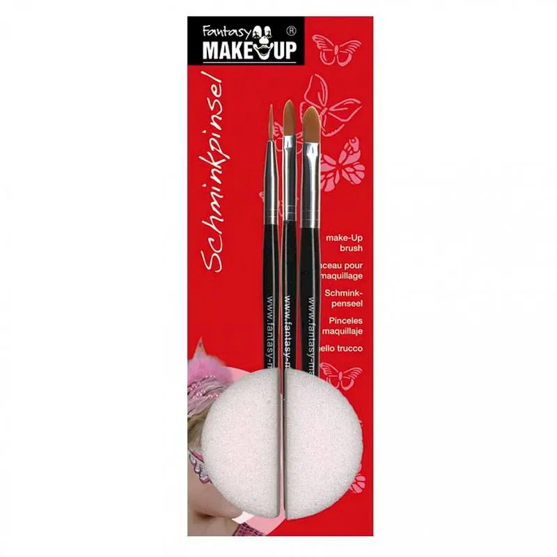 Set de trois pinceaux et deux demi-éponges de maquillage